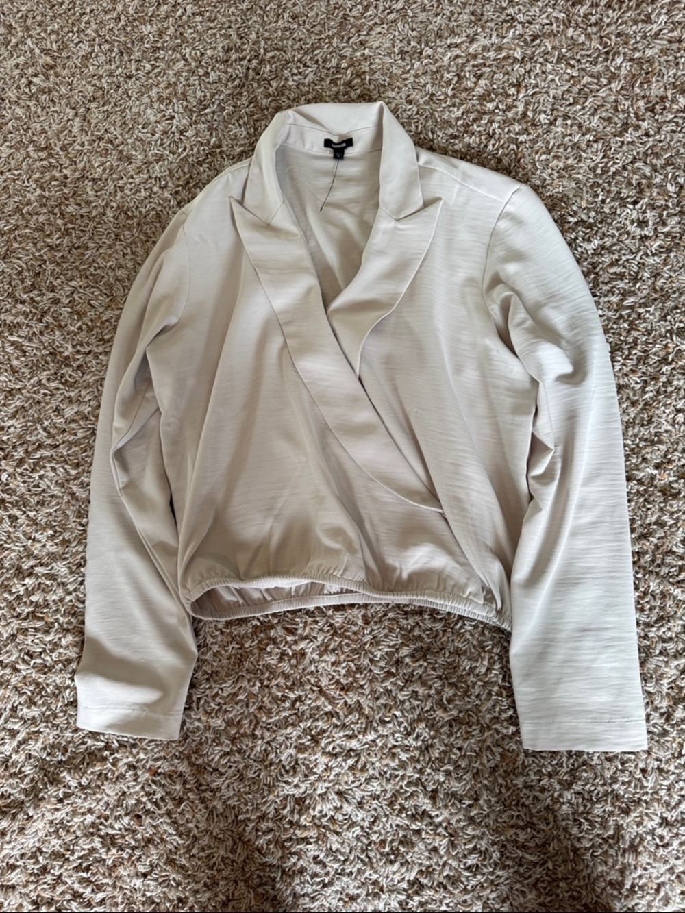 Express Cream Wrap-Front Long Sleeve Blouse